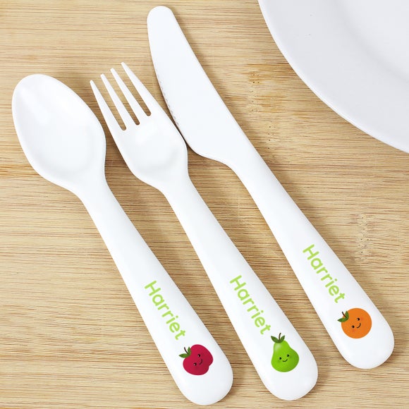 Click to view product details and reviews for Personalised Healthy Eating Plastic 3 Piece Cutlery Set.