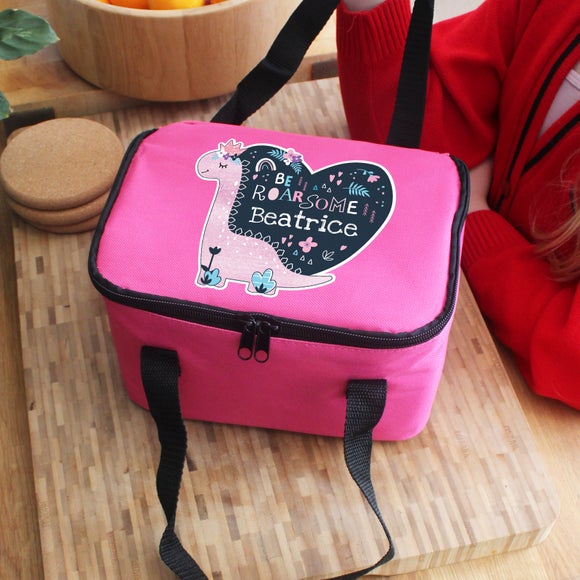 View Personalised Pink Dinosaurs Lunch Bag View Personalised Pink Dinosaurs Lunch Bag