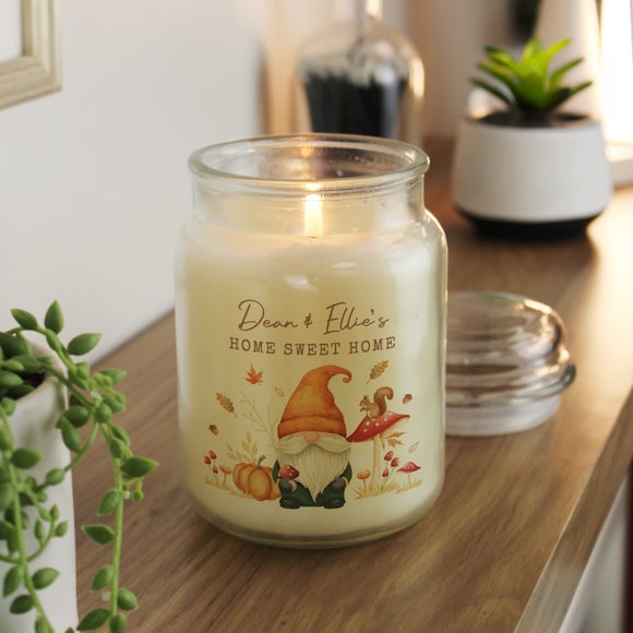 Personalised Autumn Gnome Candle Jar