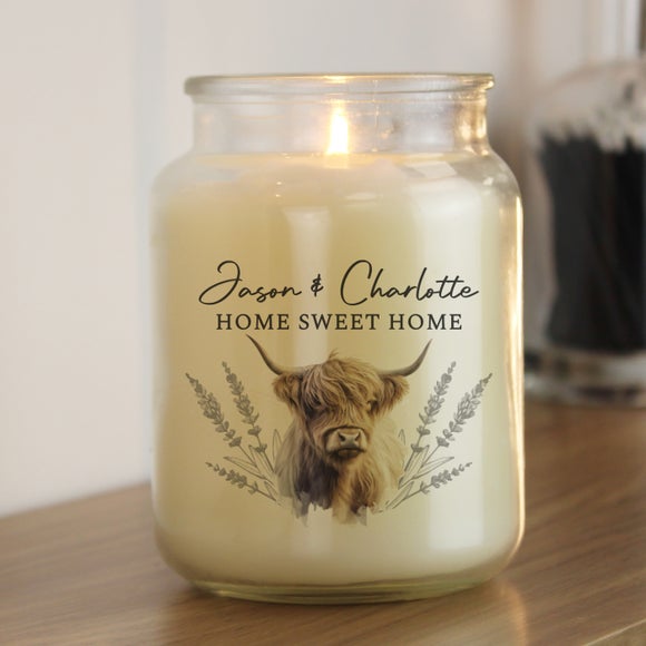 Personalised Highland Cow Large Lidded Candle Jar