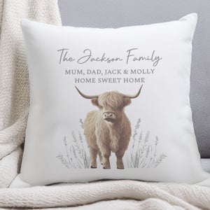 Personalised Highland Cow Square Cushion