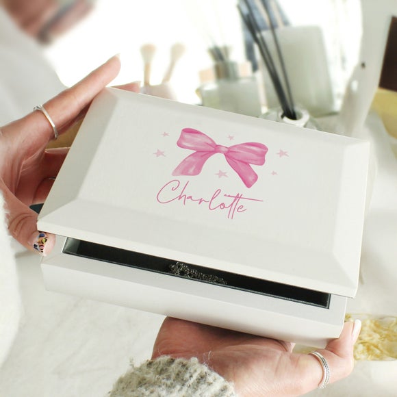 Click to view product details and reviews for Personalised Bow Jewellery Box.