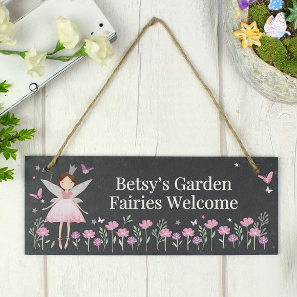 Click to view product details and reviews for Personalised Fairy Princess Garden Slate Sign.