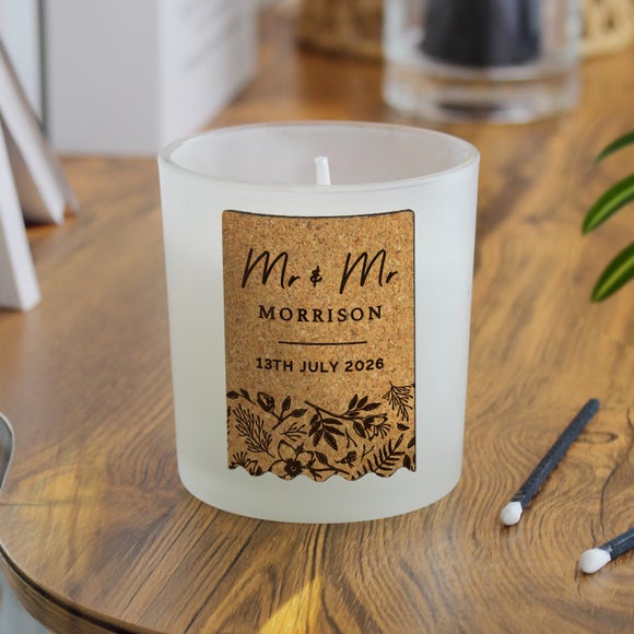 Click to view product details and reviews for Personalised Wedding Cork Label Candle.