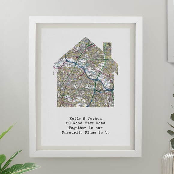 Personalised Present Day Map Home Poster Frame