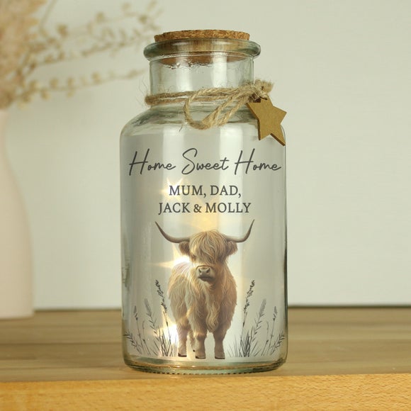 View Personalised Highland Cow Led Light Up Jar View Personalised Highland Cow Led Light Up Jar