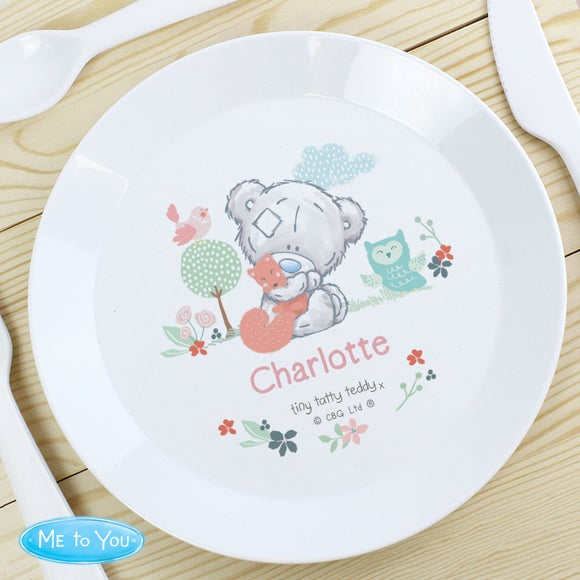 Click to view product details and reviews for Personalised Tiny Tatty Teddy Woodland Animals Plastic Plate.