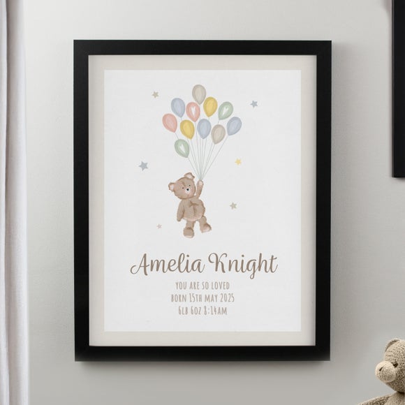 Personalised Teddy Balloon Poster Frame
