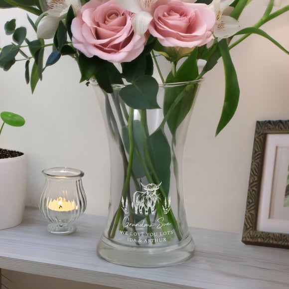 Personalised Highland Cow Waisted Vase