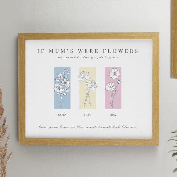 Personalised Birth Flower Family of 3 Framed Print
