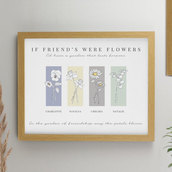 Personalised Birth Flower Family of 4 Framed Print