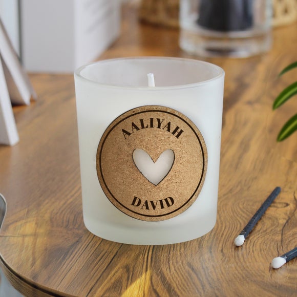 Click to view product details and reviews for Personalised Heart Cork Label Candle Jar.