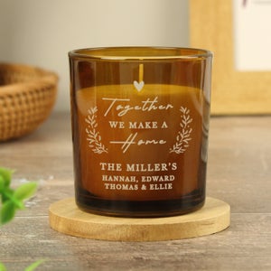 Personalised Togerther We Make A Home Glass Candle