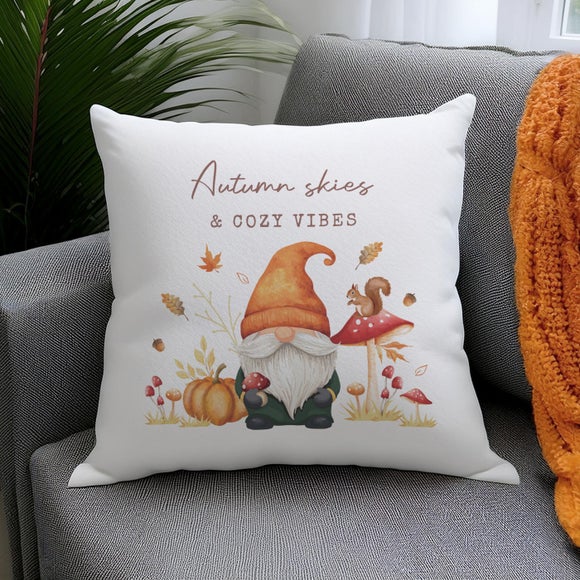 Personalised Autumn Gnome Square Cushion