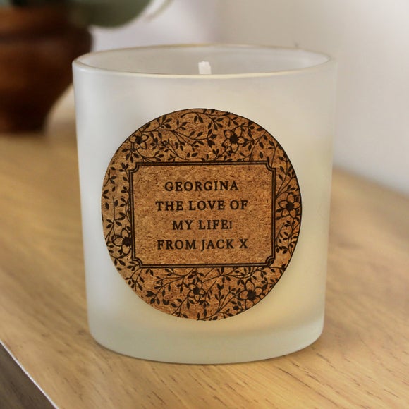 Click to view product details and reviews for Personalised Floral Cork Label Candle Jar.