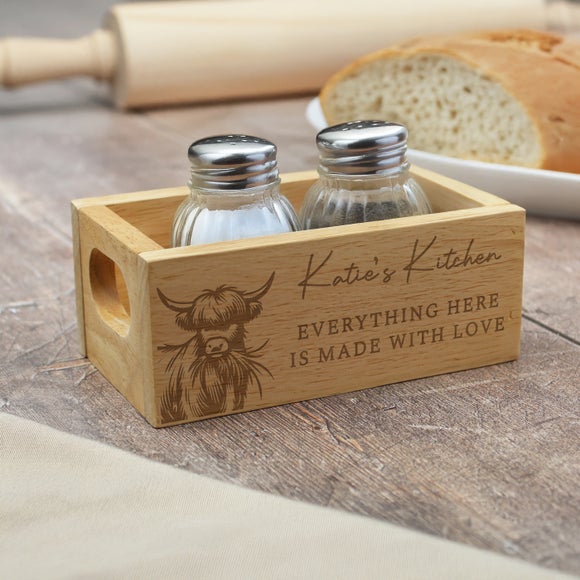 Personalised Highland Cow Wooden Storage Crate
