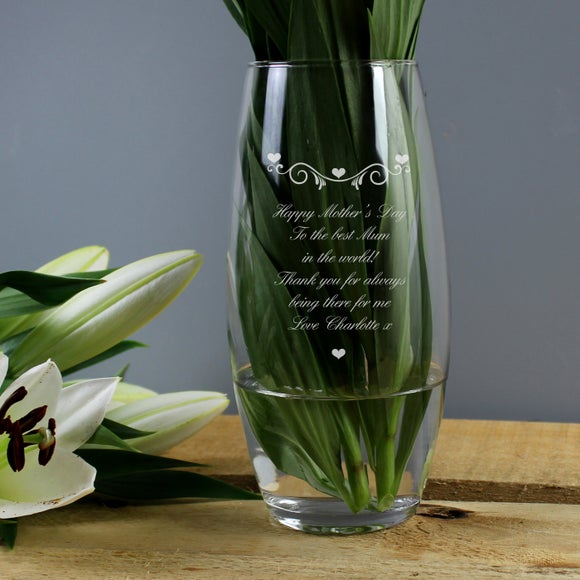 Click to view product details and reviews for Personalised Hearts Swirls Bullet Vase.