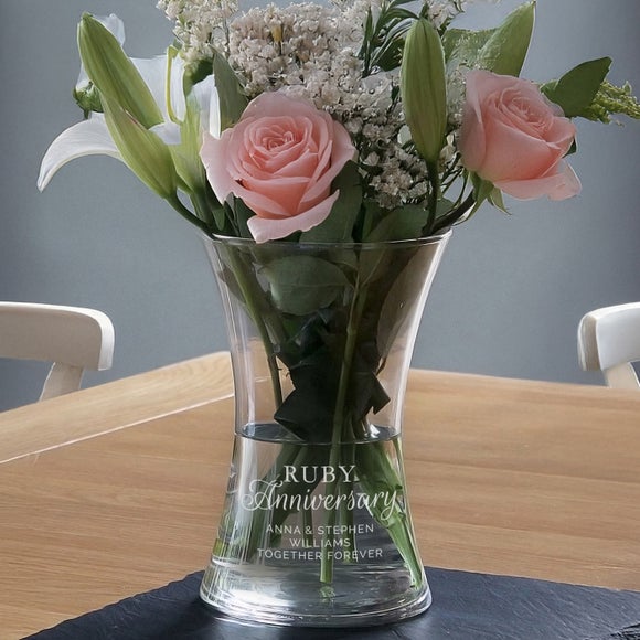 Personalised Ruby Anniversary Glass Vase