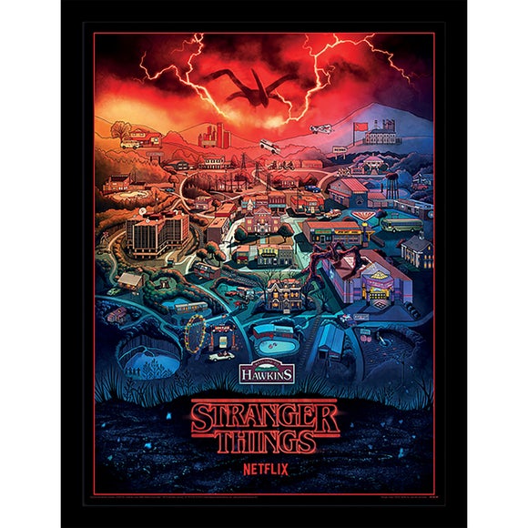 Stranger Things 4 Hawkins Town Framed Print