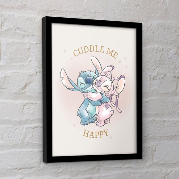 Click to view product details and reviews for Stitch Cuddle Me Happy Framed Print.