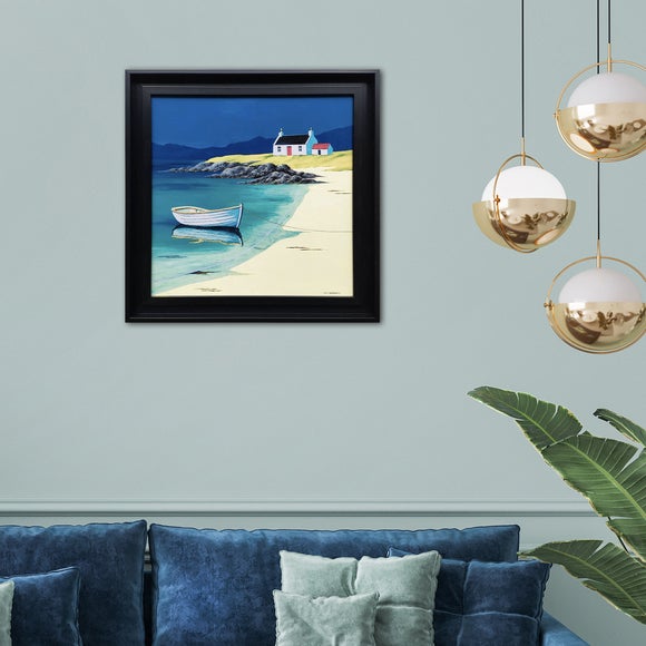 Hebridean Fisherman's Cottage by Anthony Barber Framed Canvas