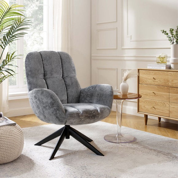 Glenfield Chenille Fabric Swivel Chair