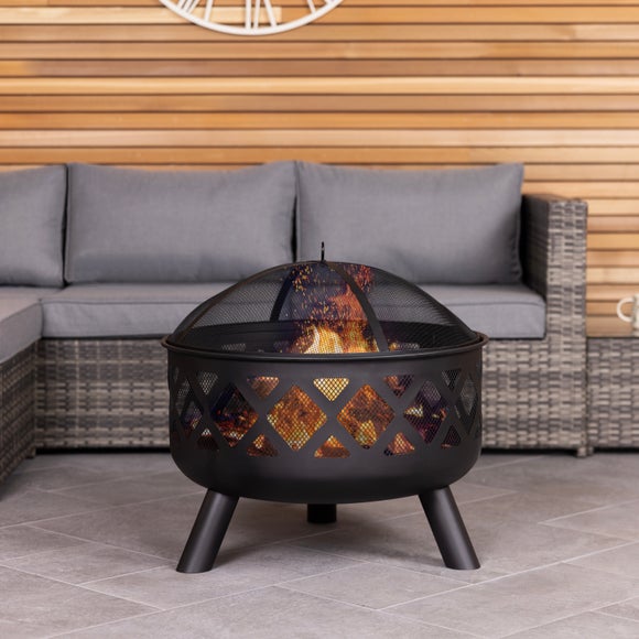 Click to view product details and reviews for Charles Bentley Round Metal Fire Pit With Mesh Cover.