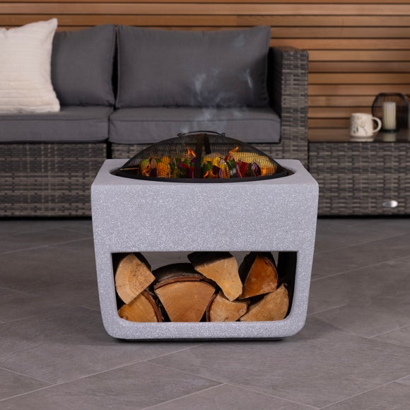 Charles Bentley Square Fire Pit with Mesh Cover