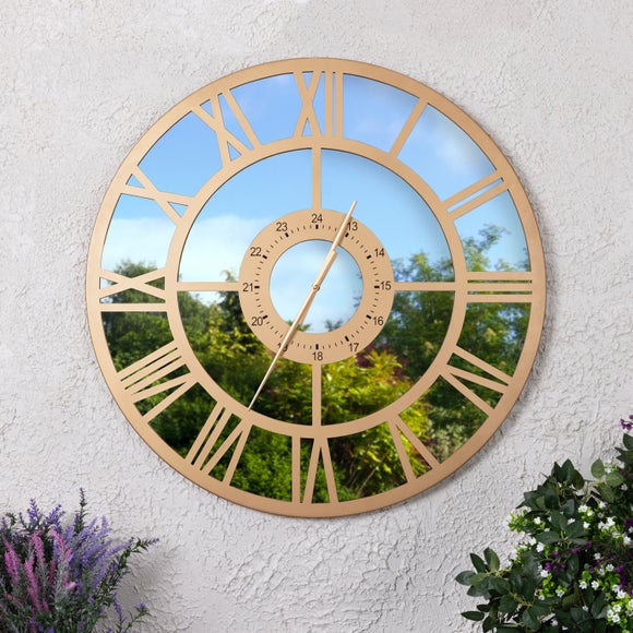 Click to view product details and reviews for Charles Bentley Coniston Indoor Outdoor Mirrored Skeleton Wall Clock.