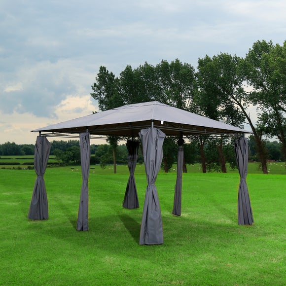 Charles Bentley 3x4m Steel Art Gazebo with Side Curtains