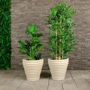 Charles Bentley Set Of 2 Moroccan Round Stone Plant Pots