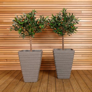 Charles Bentley Set Of 2 Tall Trojan Square Plant Pots