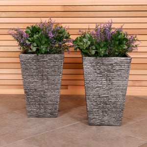 Charles Bentley Set Of 2 Tall Slate Plant Pots