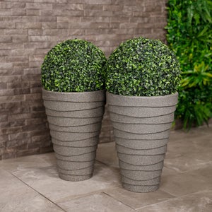 Charles Bentley Set Of 2 Tall Trojan Round Plant Pots