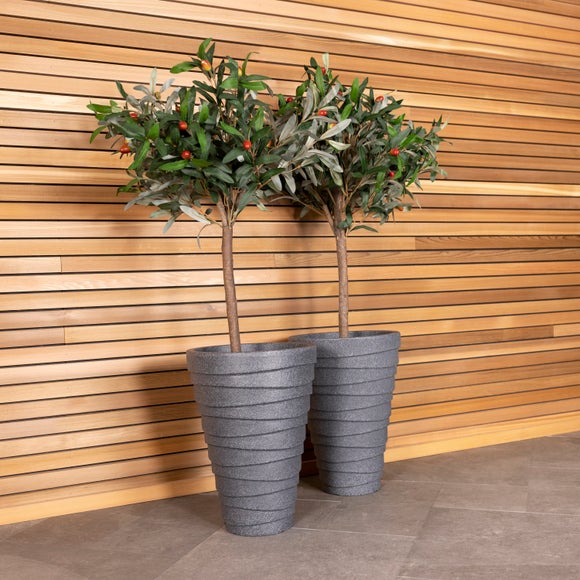 Click to view product details and reviews for Charles Bentley Set Of 2 Tall Trojan Round Plant Pots.