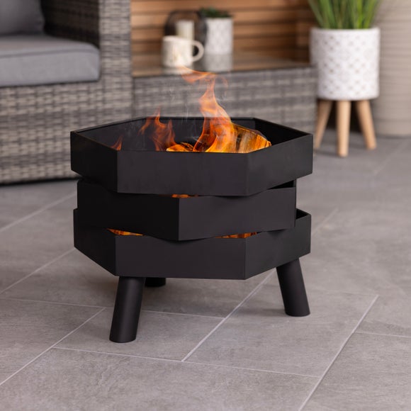 Charles Bentley Hexagonal Steel Modern Firepit