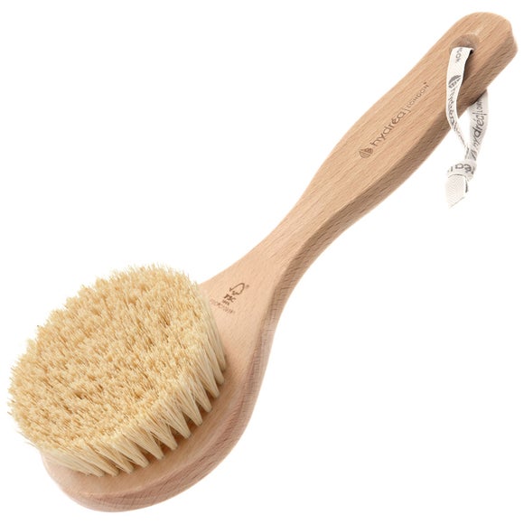 Click to view product details and reviews for Hydrea London Classic Short Handled Body Brush With Cactus Bristles.