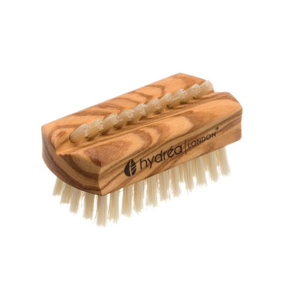 Click to view product details and reviews for Hydrea London Olive Wood Travel Nail Brush With Dual Sided Bristles.