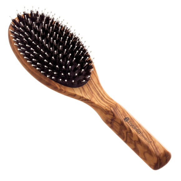 Hydrea London Olive Wood Smooth Detangle Boar Bristle Hair Brush