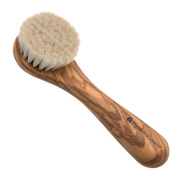 Click to view product details and reviews for Hydrea London Olive Wood Soothing Facial Brush With Goats Hair Bristles.