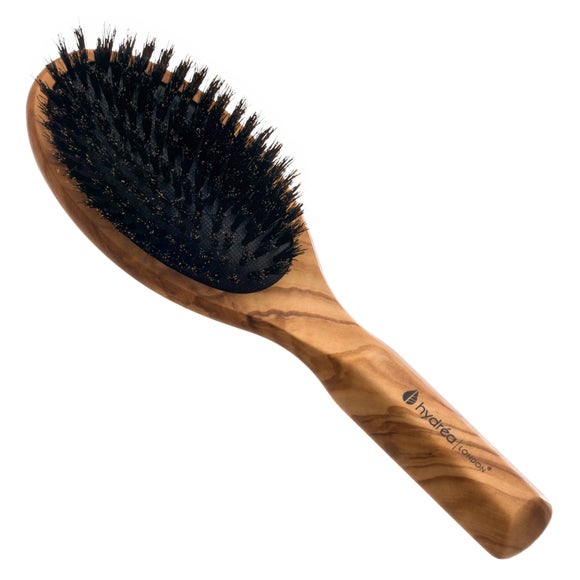 Click to view product details and reviews for Hydrea London Olive Wood Smooth Shine Boar Bristle Hair Brush And Cushion.
