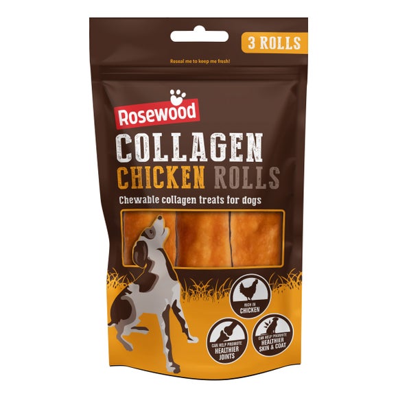 Click to view product details and reviews for Rosewood Pack Of 3 Collagen Chicken Rolls 70g.
