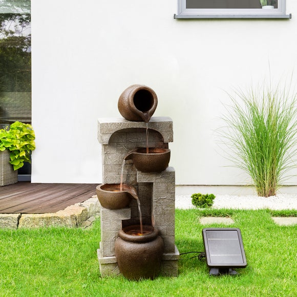 View Peaktop Solar Powered Cascading Pots And Bowls Water Feature With Led Light View Peaktop Solar Powered Cascading Pots And Bowls Water Feature With Led Light