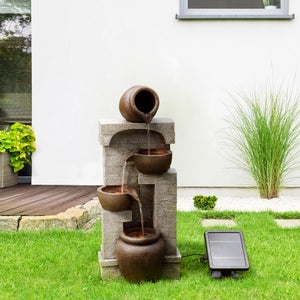 Peaktop Solar Powered Cascading Pots And Bowls Water Feature With Led Light