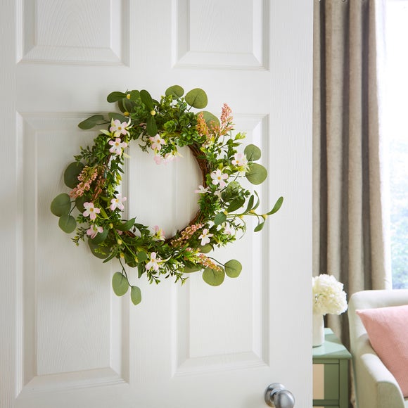 Artificial Pink Floral Wreath