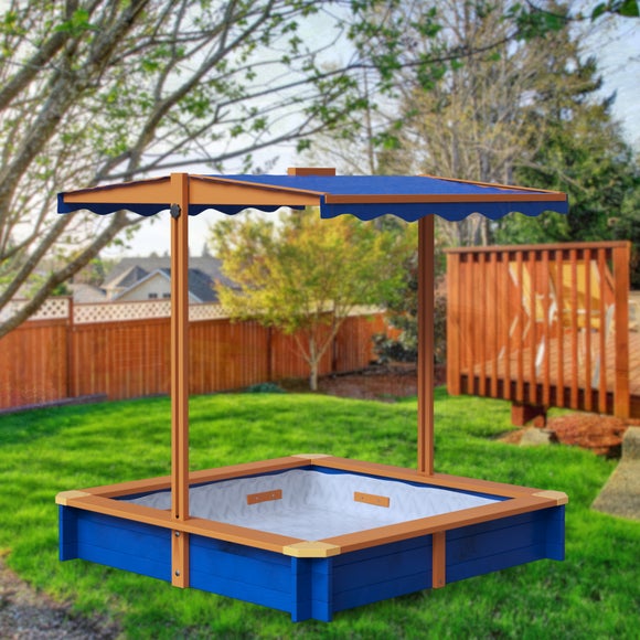 View Teamson Wooden Sand Pit With Adjustable Canopy View Teamson Wooden Sand Pit With Adjustable Canopy
