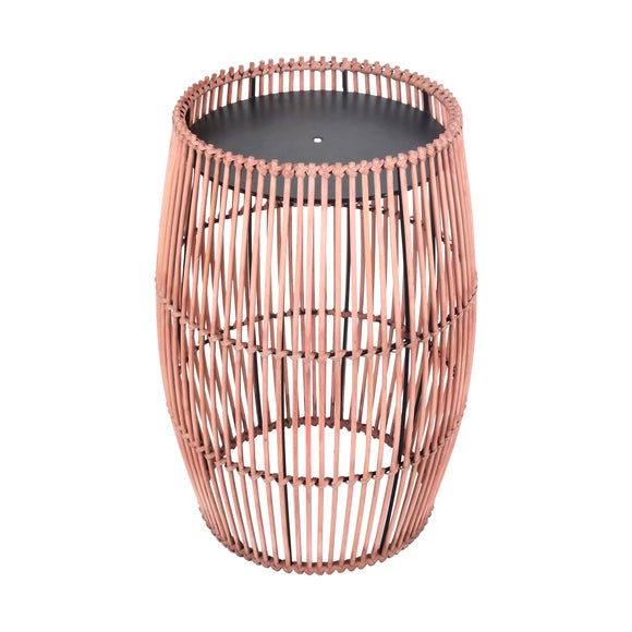 Peaktop Small Cylinder Rattan Metal Top Side Table
