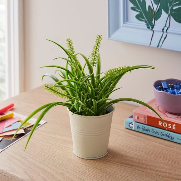 Artificial Grass in Metal Plant Pot