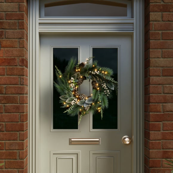 Charles Bentley Artificial Pre-Lit Eucalyptus Wreath