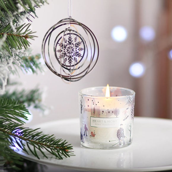 Click to view product details and reviews for Heart Home Snowflake Sparkle Candle And Decoration Gift Set.